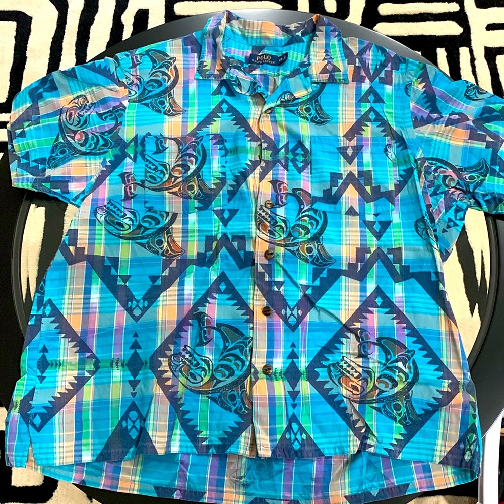 Ralph Lauren Polo Southwestern Tribal Aztec Mens  Shirt XXL